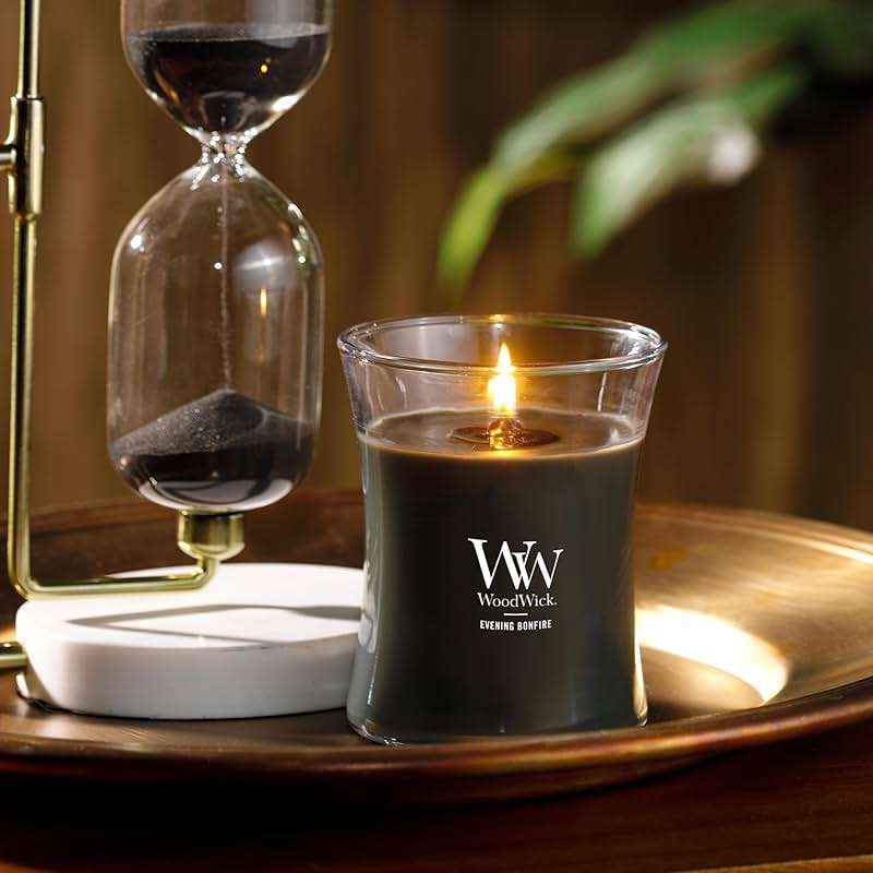 WoodWick Evening Bonfire Holiday Candle Gifts for Women and Men, 9.7 oz Medium Hourglass Candle with Crackling Wick - Image 5