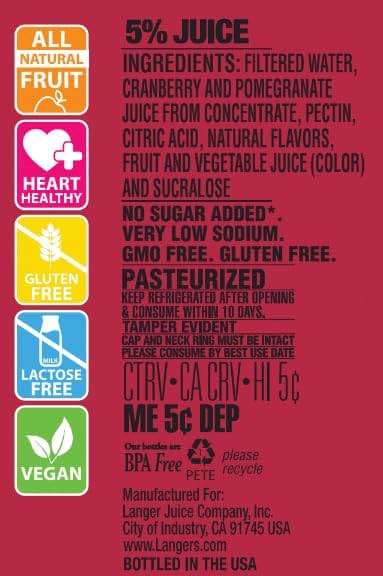 Langers 5 Juice Cocktail, Cranberry Pomegranate, 64 Fl Oz (Pack of 8) - Image 3