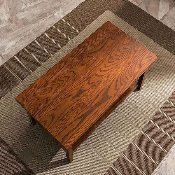 Leick Home 10055-RS Mission Coffee Table for Living Room, Two Drawers and Shelf, Made with Solid Wood, Russet Finish - Image 2