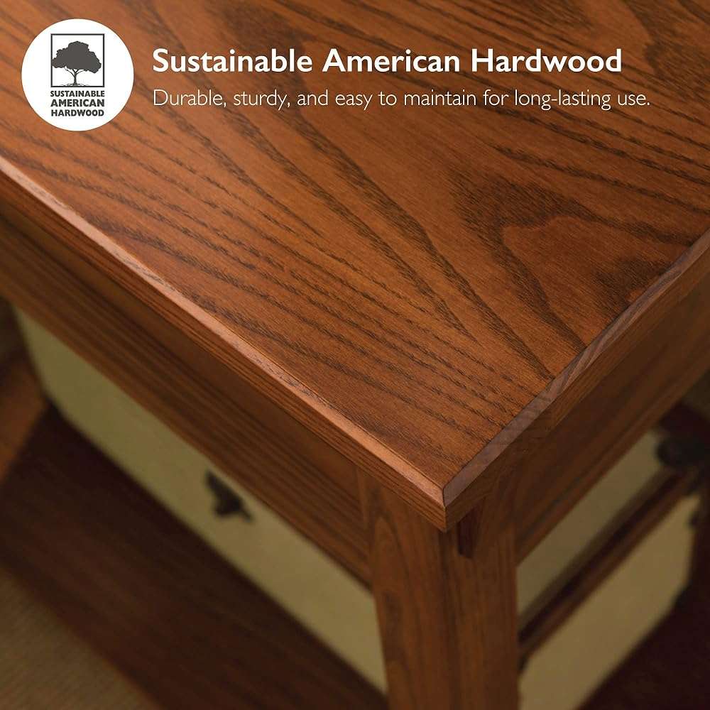 Leick Home 10055-RS Mission Coffee Table for Living Room, Two Drawers and Shelf, Made with Solid Wood, Russet Finish - Image 7