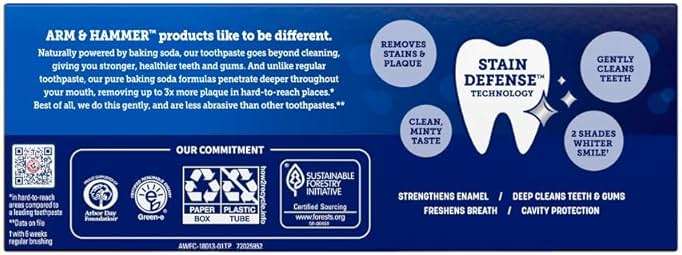 ARM & HAMMER Advance White Baking Soda & Peroxide Toothpaste, Extreme Whitening 4.3 oz (Pack of 2) - Image 2