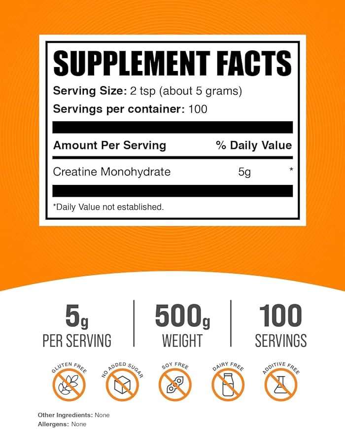 BulkSupplements.com Creatine Monohydrate Powder - Micronized Creatine Powder, Unflavored - Pure & Gluten Free, 5g per Serving, 500g (1.1 lbs) (Pack of 1) - Image 2
