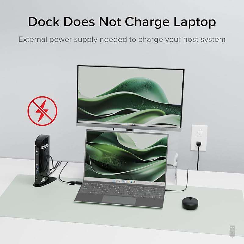 Plugable Universal Laptop Docking Station Dual HDMI Monitor for Windows and Mac (Driver Required), USB 3.0 or USB-C, 2X HDMI, Gigabit Ethernet, Audio, 6 USB Ports (UD-3900) - Image 5
