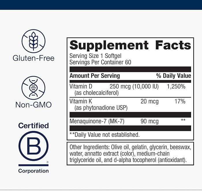 Metagenics Vitamin D3 and Vitamin K2 10,000 IU with MK-7- Vitamin D3 with K2 for Immune Support, Bone & Heart Health-Non-GMO, Gluten-Free-60 Softgels - Image 2