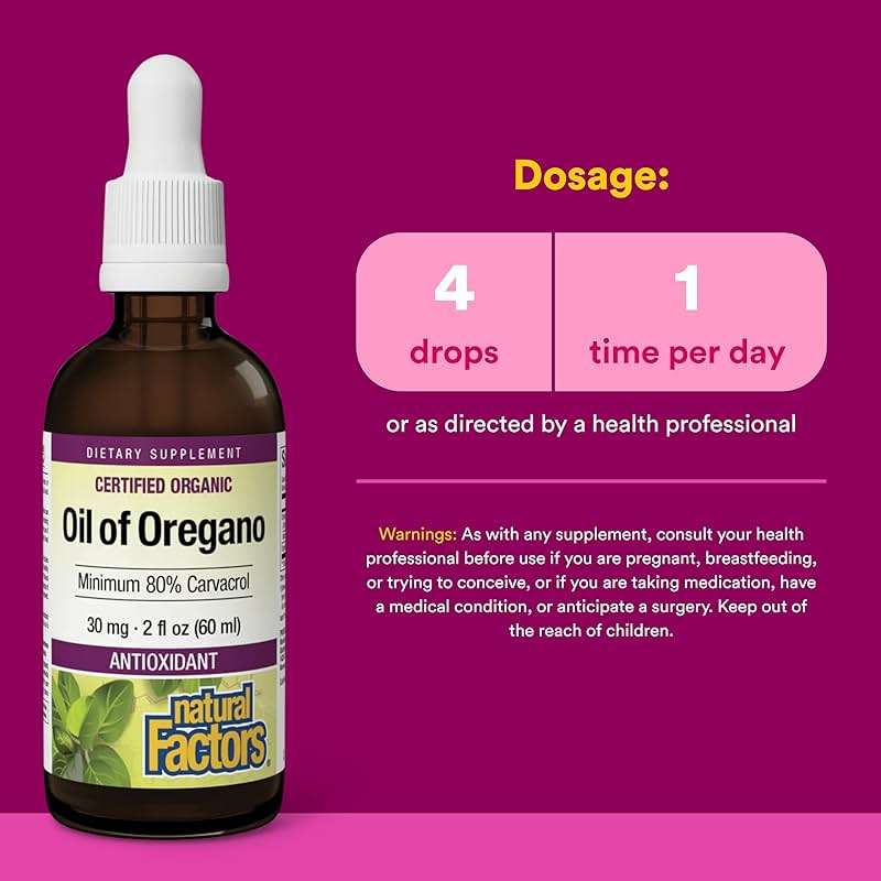 Natural Factors Oil of Oregano - Liquid Antioxidant Support Supplement for Immune Support - Easy Swallow Health Supplement with Non-GMO & Gluten-Free Formula - 2 fl oz (375 Servings) - Image 3