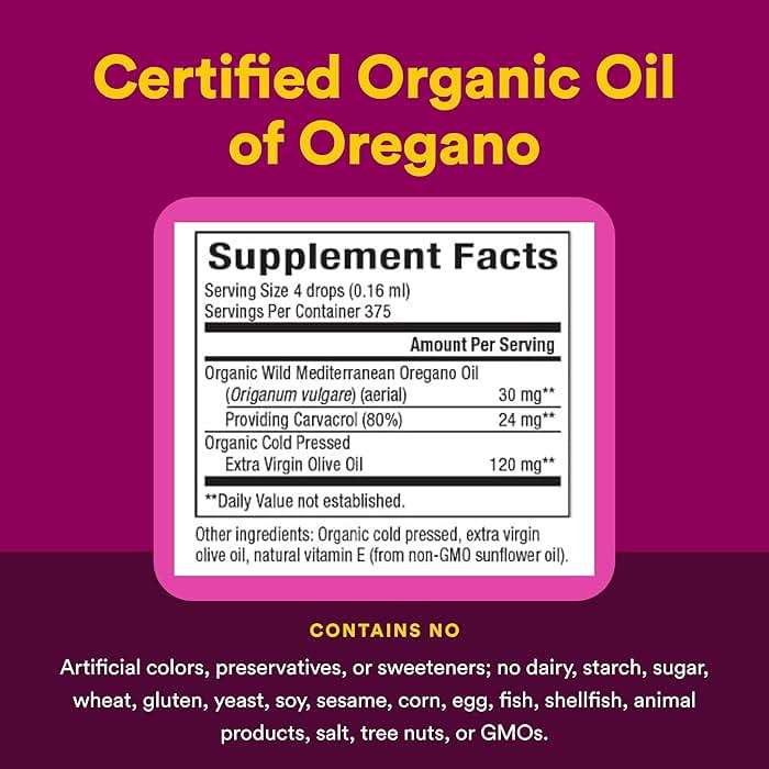Natural Factors Oil of Oregano - Liquid Antioxidant Support Supplement for Immune Support - Easy Swallow Health Supplement with Non-GMO & Gluten-Free Formula - 2 fl oz (375 Servings) - Image 4