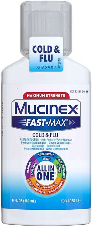 Mucinex Fast-Max Cold and Flu Medicine All-in-One Maximum Strength Liquid for Chest Congestion, Cough, Sore Throat, Nasal Decongestant, 6 fl oz (Packaging May Vary) - Image 12