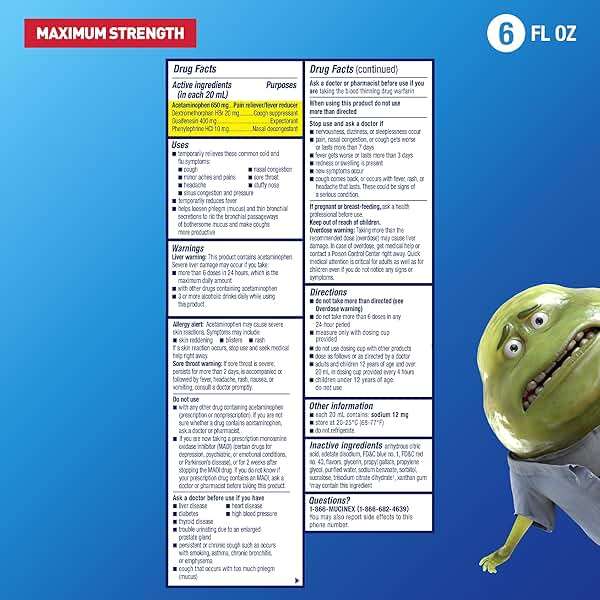 Mucinex Fast-Max Cold and Flu Medicine All-in-One Maximum Strength Liquid for Chest Congestion, Cough, Sore Throat, Nasal Decongestant, 6 fl oz (Packaging May Vary) - Image 3