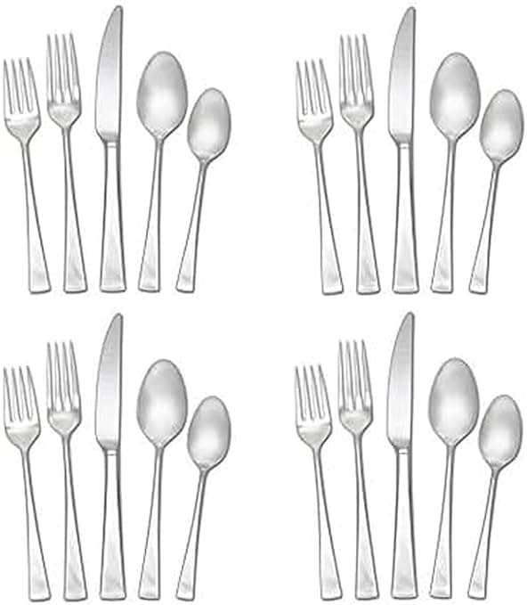 Mikasa Lucia 20-Piece Flatware Set, Service for 4, 18/10 Stainless Steel Silverware Set with Dinner Forks, Salad Forks, Knives, Spoons and Teaspoons, Dishwasher Safe - Image 1