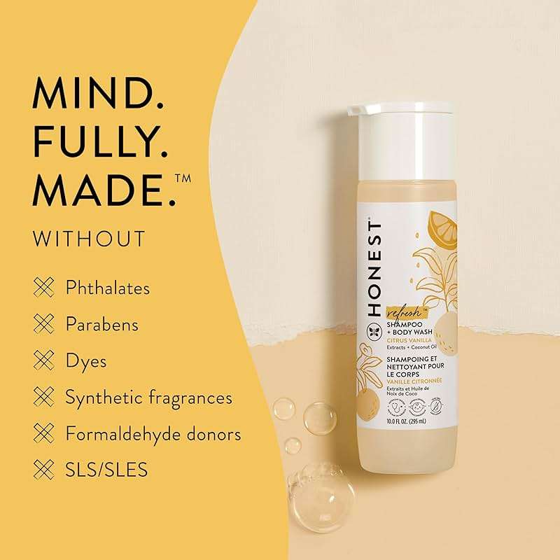 The Honest Company 2-in-1 Cleansing Shampoo Body Wash, Gentle for Baby, Naturally Derived, Tear-free, Hypoallergenic, Citrus Vanilla Refresh, 10 fl oz - Image 5