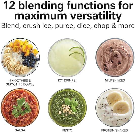 Hamilton Beach Power Elite Wave Action Blender For Smoothies, 40 Oz Glass Jar, 12 Functions Including Puree, Crush Ice, 700 Watts - Black (58148A) - Image 6