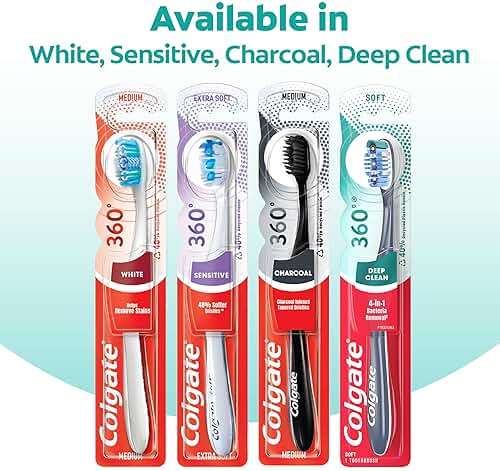 Colgate 360 Toothbrush with Tongue and Cheek Cleaner, Medium Toothbrush, 1 Pack - Image 6