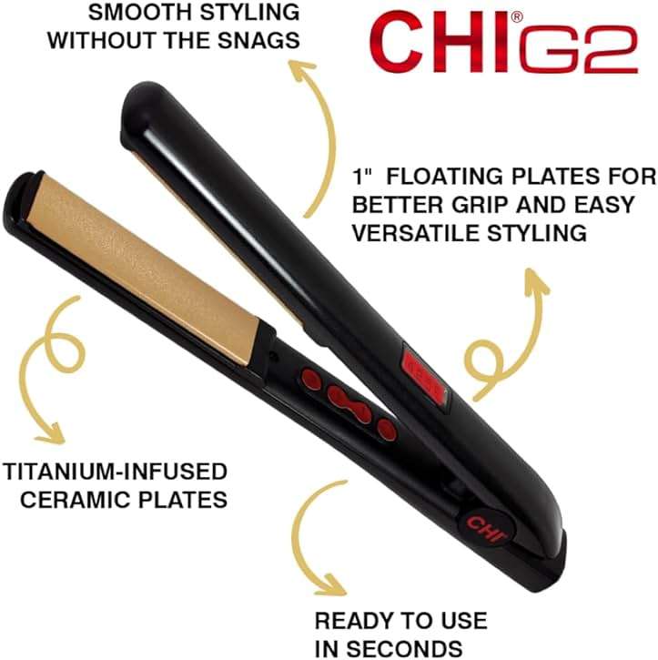 CHI G2 Titanium Infused Ceramic 1" Flat Iron Hair Straightener, Digital Temperature Control, Color-Coded Heat Settings for All Hair Types, Fast Heat-Up & Smooth Frizz-Free Finish - Image 2