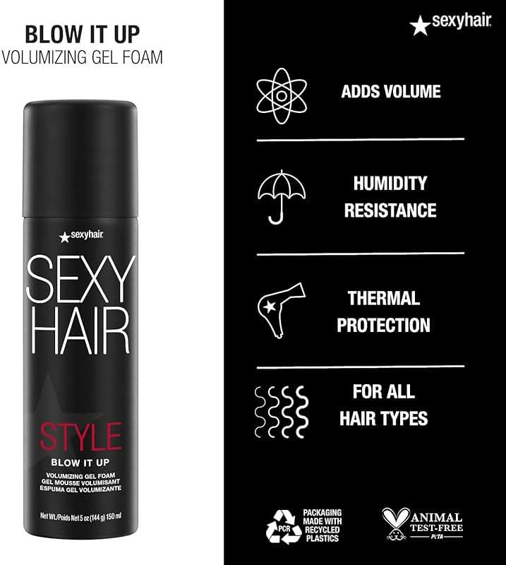 SexyHair Style Blow It Up Volumizing Gel Foam, 5 Oz | Up to 50% More Volume | Adds Shine - Image 4
