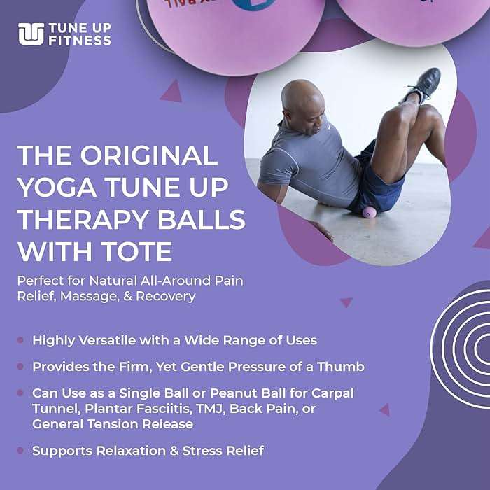 YOGA TUNE UP® Therapy Balls in Tote by Tune Up Fitness - Massage Balls for Trigger Point, Pressure Point & Myofascial Release - Use as Single or Peanut Ball for Pain Relief & Relaxation (Deep Purple) - Image 2