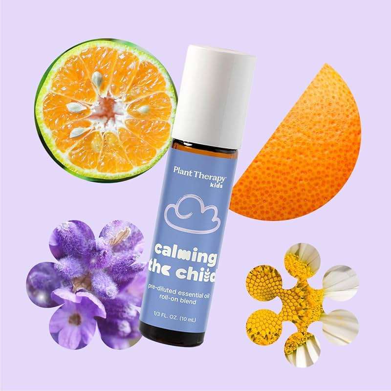 Plant Therapy Kids Calming The Child Essential Oil Blend 10 mL (1/3 oz) Relaxation and Soothing Blend, Tangerine, Lavender, & Roman Chamomile Essential Oils, Pure, KidSafe Pre-Diluted Roll-On - Image 4
