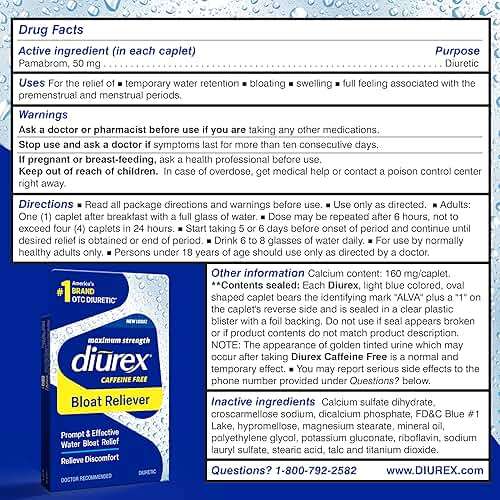 Diurex Caffeine-Free Bloat Relief, Maximum Strength, Relieve Water Bloat Discomfort, Up to 6 Hours of Relief, 48 Count - Image 7