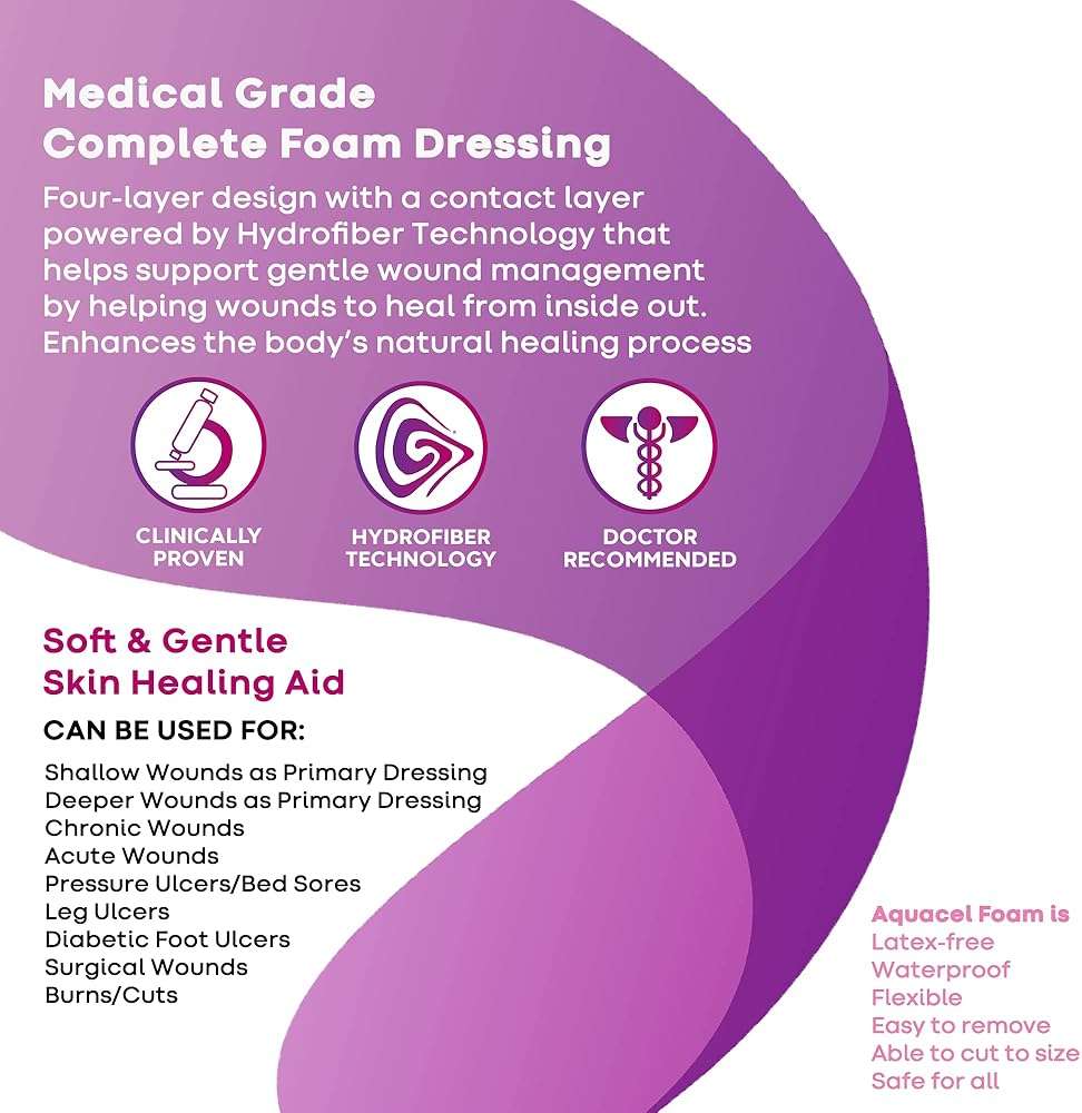ConvaTec AQUACEL Extra 4"x5" Hydrofiber Absorbant Dressing for Moderate to Highly Exuding Wounds, Non-Woven Two-Dimensional Strengthening Fibers, Rectangle, 10ct Box - Image 2