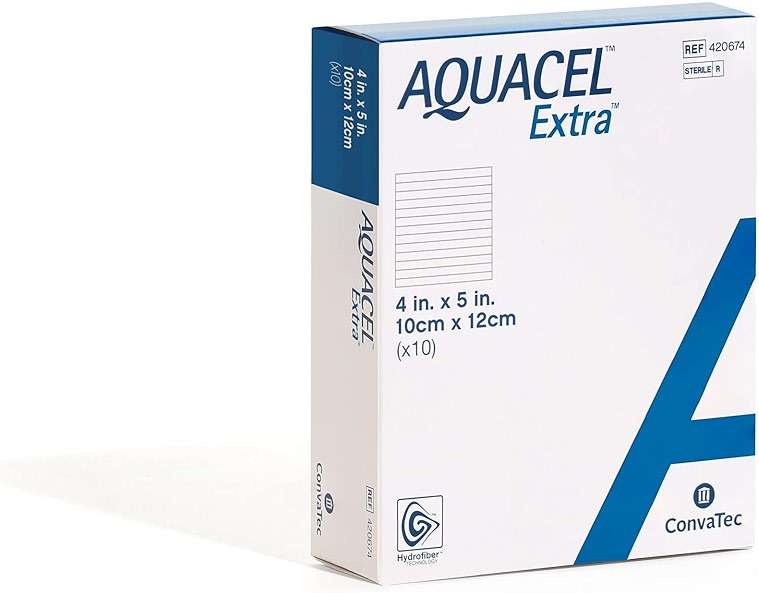 ConvaTec AQUACEL Extra 4"x5" Hydrofiber Absorbant Dressing for Moderate to Highly Exuding Wounds, Non-Woven Two-Dimensional Strengthening Fibers, Rectangle, 10ct Box - Image 8