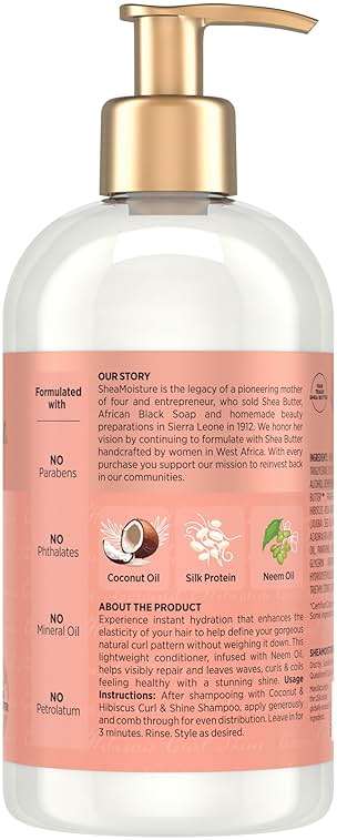 SheaMoisture Curl & Shine Conditioner Coconut & Hibiscus, for Thick, Curly Hair to Moisturize & Soften, 13 oz - Image 3