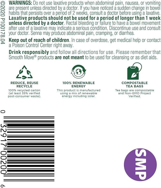 Traditional Medicinals Organic, Smooth Move Tea, Peppermint & Senna - Helps Relieve Constipation Overnight - Kosher, Non-GMO, Caffeine-Free, Compostable - 16 Tea Bags - Image 4