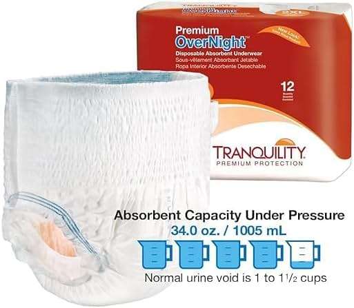 Tranquility Premium OverNight Disposable Absorbent Underwear (48 Count) - 2XL, 62-80 in. Waist - Maximum Absorbency, All-Night Sleep, Breathable Comfort, 48 Adult Diapers - Image 4