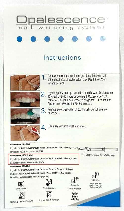 Opalescence 20% Teeth Whitening Refill Kit (4 Syringes) Carbamide Peroxide. Made by Ultradent, in Mint Flavor. Tooth Whitening Refill Syringes - B-5196-4 - Image 9