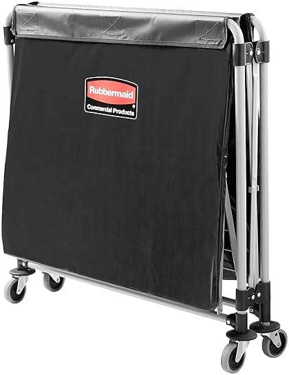 Rubbermaid Commercial Products, Collapsible X Cart, Black, Steel 8 Bushel Bin, Commercial Laundry Cart with Wheels for Hotel/Nursing Home/Home/College Easily Move Laundry/Supplies/Groceries - Image 5