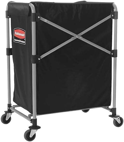 Rubbermaid Commercial Products, Collapsible X Cart, Black, Steel 8 Bushel Bin, Commercial Laundry Cart with Wheels for Hotel/Nursing Home/Home/College Easily Move Laundry/Supplies/Groceries - Image 7