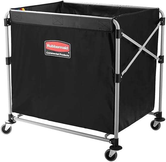 Rubbermaid Commercial Products, Collapsible X Cart, Black, Steel 8 Bushel Bin, Commercial Laundry Cart with Wheels for Hotel/Nursing Home/Home/College Easily Move Laundry/Supplies/Groceries - Image 8