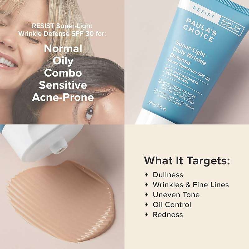 Paula's Choice RESIST SPF 30 Super-Light Daily Wrinkle Defense Tinted Sunscreen for Oil Control, Light Uneven Tone Coverage, Daily Face Sunscreen for Oily Skin, Matte Face Cream, UVA/UVB Protection  - Image 4