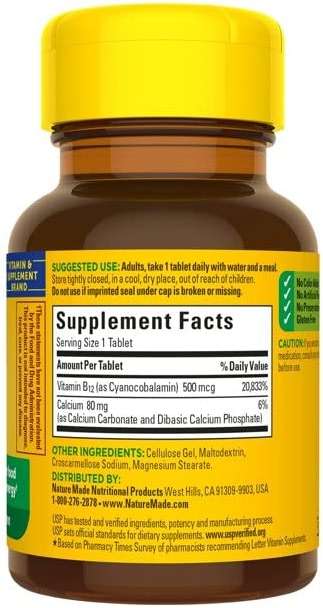 Nature Made Vitamin B-12 500 mcg Tablets 100 ea (Pack of 2) - Image 3