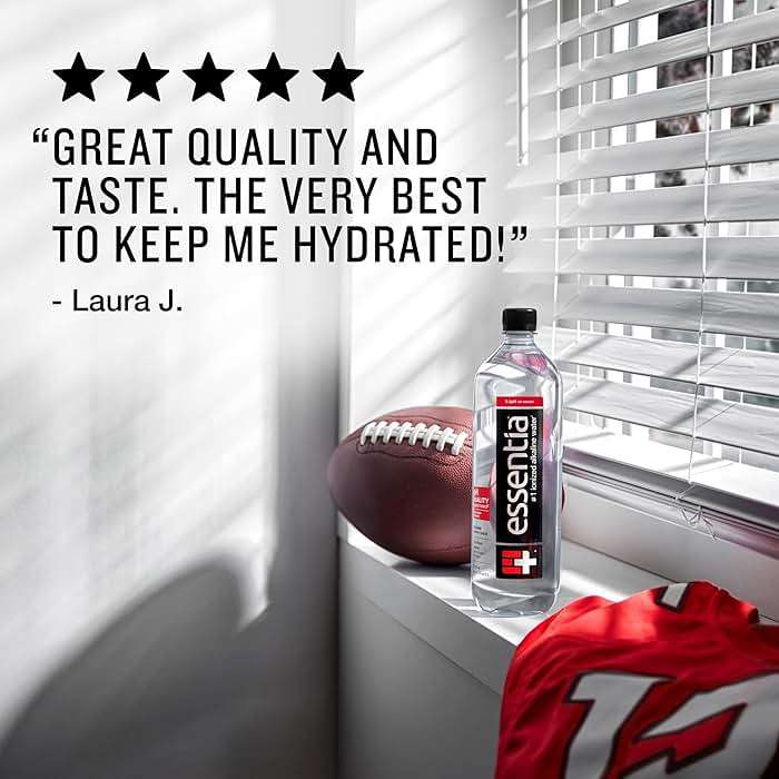 Essentia Bottled Water, 1 Liter, Pack of 6 Bottles; 99.9% Pure, Infused with Electrolytes for a Smooth Taste, pH 9.5 or Higher; Ionized Alkaline Water - Image 6