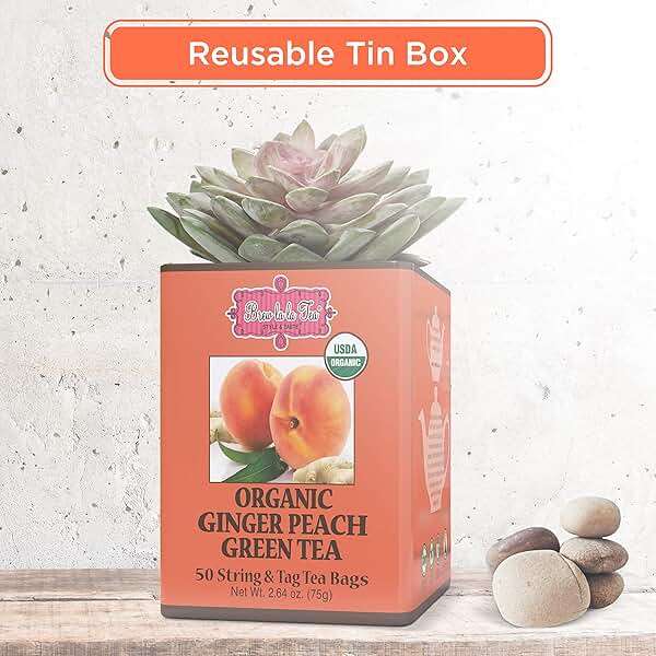 Brew La La Organic Green Tea - Natural Ginger Peach Flavor - 50 Double Chambered Tea Bags - Low Caffeine - USDA Certified Organic - NonGMO - Gluten Free - Image 5