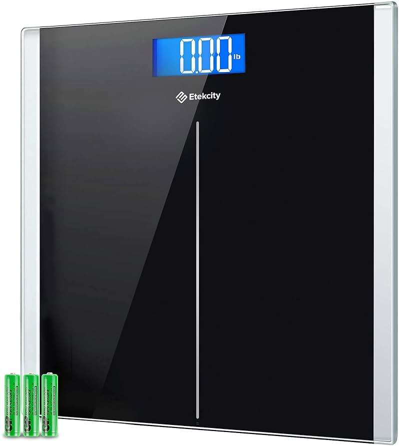Etekcity Bathroom Scale for Body Weight, Highly Accurate Digital Electronic Weighing Machine for People, LCD Display, Large Size, 6mm Tempered Glass for Safe Home Use, Batteries Included, 400 lbs - Image 1