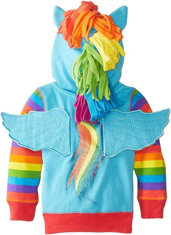 My Little Pony Girls Rainbow Dash Cosplay Zip Up Hoodie – Toddler, Little & Big Sizes - Image 2