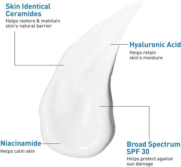 CeraVe AM Facial Moisturizing Lotion with SPF 30, Oil-Free Face Moisturizer with SPF, Formulated with Hyaluronic Acid, Niacinamide & Ceramides, Non-Comedogenic, Broad Spectrum Sunscreen, 3 Ounce - Image 3