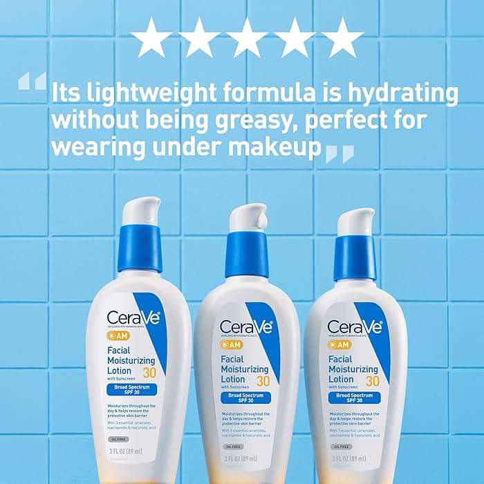 CeraVe AM Facial Moisturizing Lotion with SPF 30, Oil-Free Face Moisturizer with SPF, Formulated with Hyaluronic Acid, Niacinamide & Ceramides, Non-Comedogenic, Broad Spectrum Sunscreen, 3 Ounce - Image 5