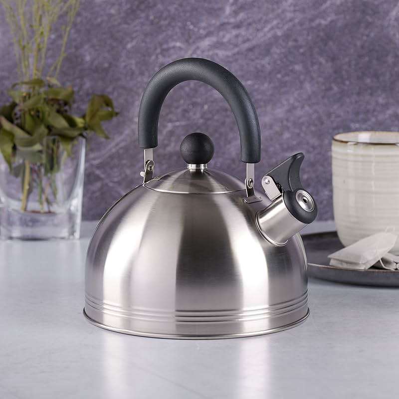 Mr. Coffee Carterton Stainless Steel Whistling Tea Kettle – 1.5-Quart Capacity, Mirror Polish Finish, Durable Tea Kettle for Stovetop, Fast Boiling, Easy Pouring - Image 2