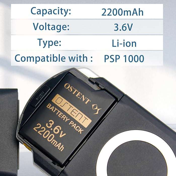 OSTENT High Capacity Quality Real 2200mAh 3.6V Lithium Ion Li-ion Polymer Rechargeable Battery Pack Replacement Upgraded Version for Sony PSP 1000 PSP-280 Console Video Games - Image 4