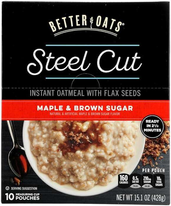 Better Oats Oat Revolution! Instant Oatmeal ~ Steel Cut Oats Maple & Brown Sugar Flavor ~ 10 Pouches Per 15.1 Oz Box [Pack of 3] - Image 1