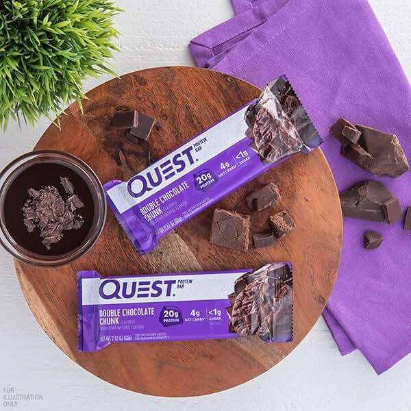 Quest Nutrition Double Chocolate Chunk Protein Bars, 20g Protein Bars, 1g Sugar, Gluten Free, Keto Friendly, 12 Count - Image 4