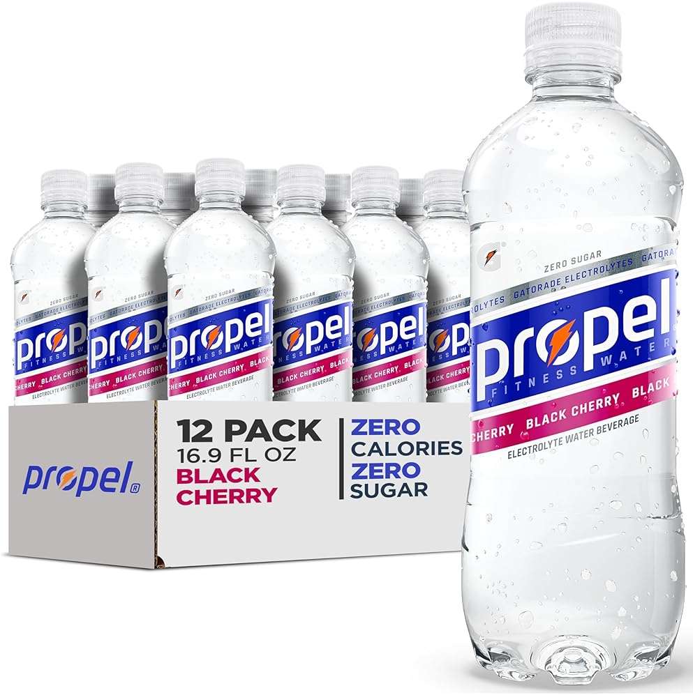 Propel, Black Cherry, Zero Calorie Sports Drinking Water with Electrolytes and Vitamins C&E, 16.9 Fl Oz (12 Count) - Image 1