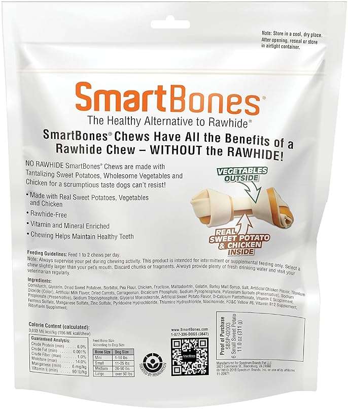 SmartBones Sweet Potato Dog Chews, Rawhide-Free Dog Chews Made With Real Meat and Vegetables, 6 Small (Pack of 1) - Image 2