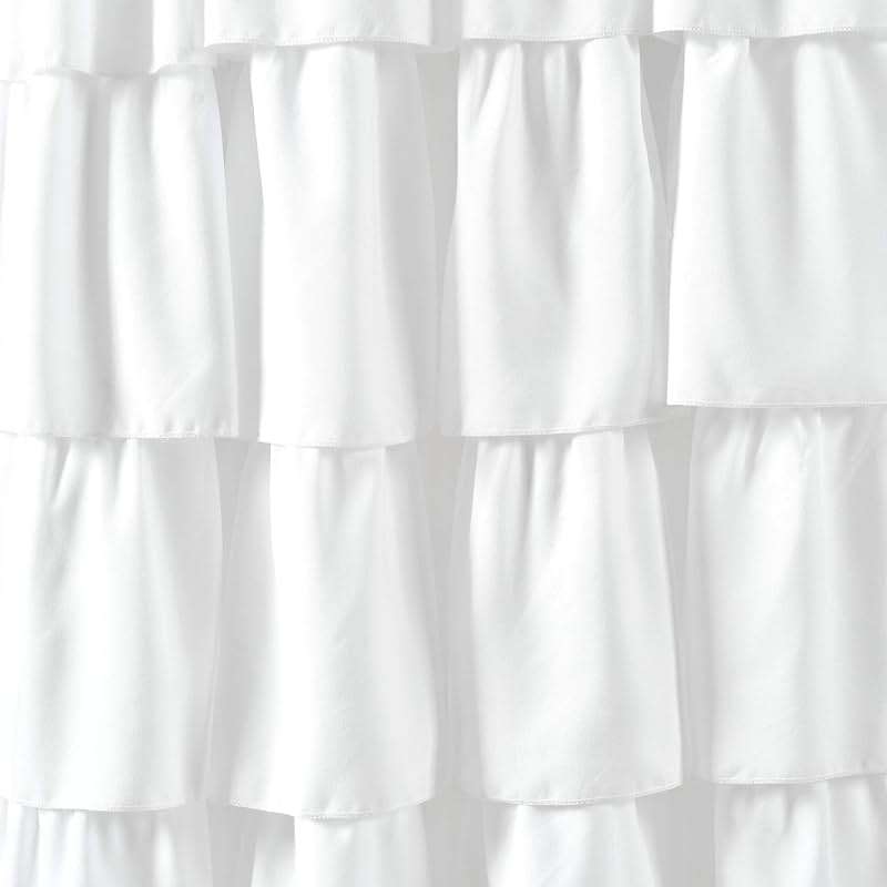 Lush Decor Ruffle Window Curtain - Vintage Chic Farmhouse Style Panel for Living, Dining Room, Bedroom (Single), 50”W x 84"L, White - Image 3