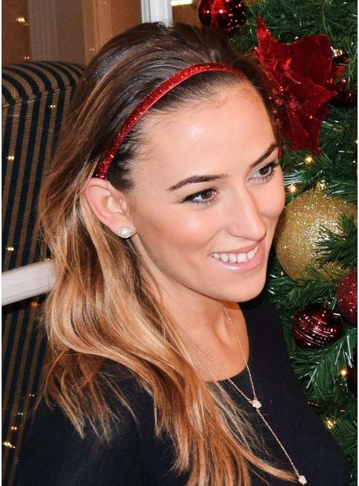 Sweaty Bands Womens Girls Headband - Non-Slip Velvet-Lined Sparkle Hairband - Viva Diva Red 3/8-Inch - Image 2