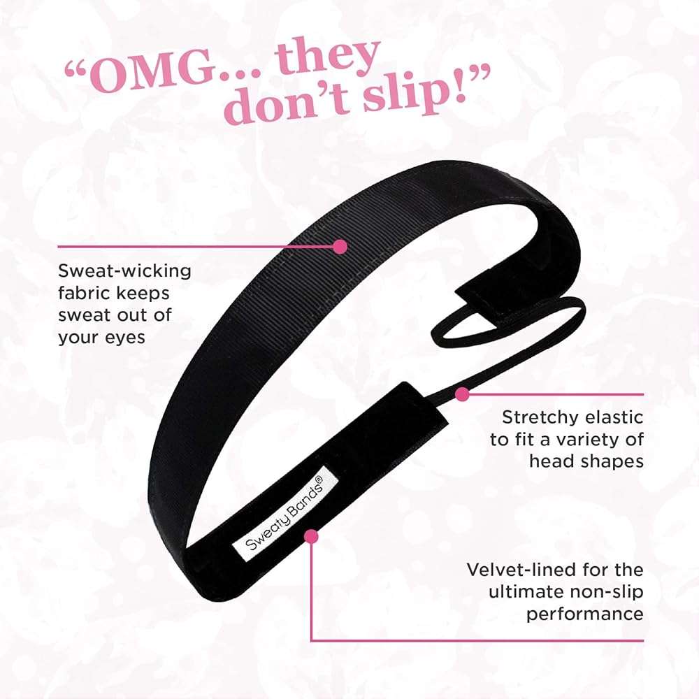 Sweaty Bands Womens Girls Headband - Non-Slip Velvet-Lined Sparkle Hairband - Viva Diva Red 3/8-Inch - Image 7
