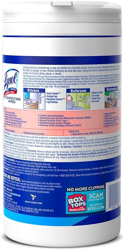 LYSOL Disinfecting Wipes, All Purpose Cleaner, Multi-Surface Antibacterial Cleaning Wipes, Household Cleaning Supplies, Dorm Essentials, Crisp Linen Scent, 80 ct. - Image 2