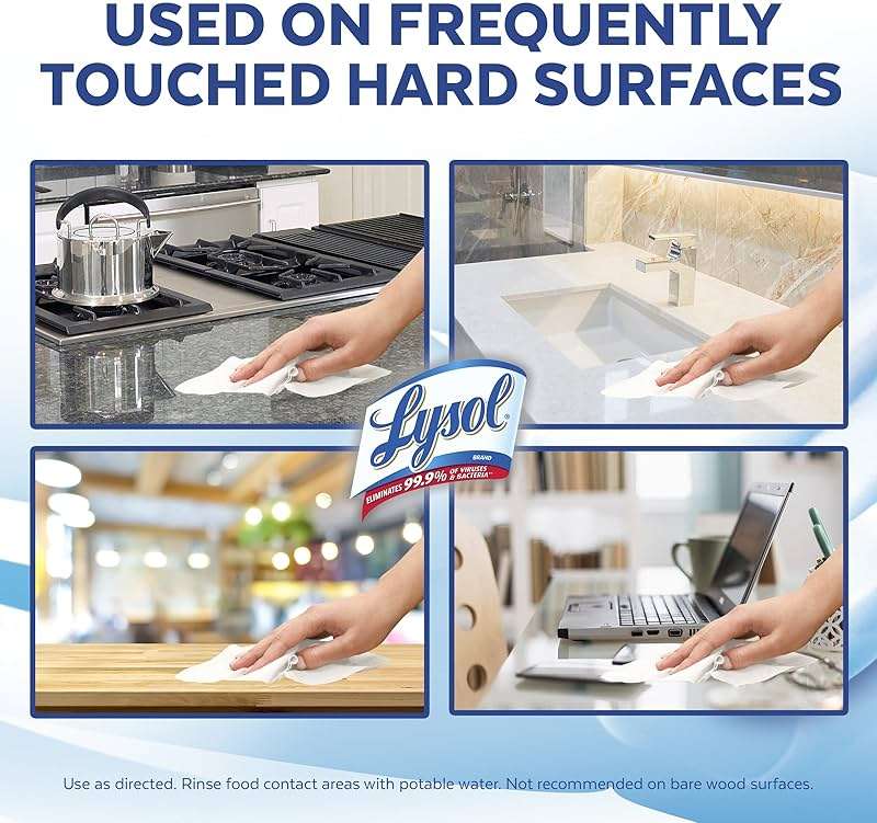LYSOL Disinfecting Wipes, All Purpose Cleaner, Multi-Surface Antibacterial Cleaning Wipes, Household Cleaning Supplies, Dorm Essentials, Crisp Linen Scent, 80 ct. - Image 4