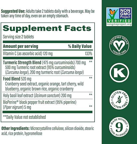 MegaFood Whole Body Turmeric Curcumin Supplement - Turmeric Supplement With Black Pepper & Vitamin C - 475 mg Curcuminoids Per Serving - Antioxidant & Immune Support - Vegan - 120 Tablets, 60 Servings - Image 2